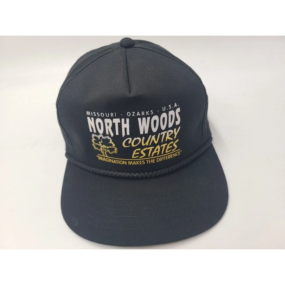 Vintage North Woods Country Estates Missouri Ozarks USA Rope Snapback Hat Cap